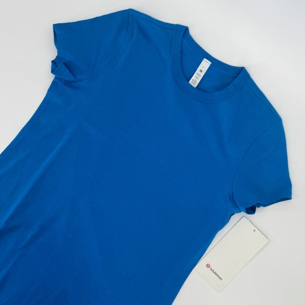 Lululemon Classic-Fit Cotton-Blend T-Shirt Dress Poolside Blue Size 2 LW1DLOS